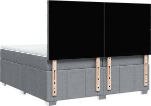 vidaXL Łóżko kontynentalne z materacem, jasnoszare, tkanina 200x200 cm 6