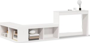 vidaXL vidaXL Szafka nocna z biurkiem, biała, 222x107x75 cm, drewno sosnowe 2