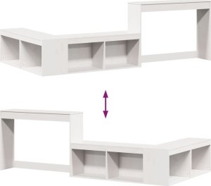 vidaXL vidaXL Szafka nocna z biurkiem, biała, 232x112x75 cm, drewno sosnowe 7
