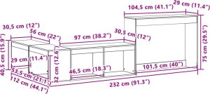 vidaXL vidaXL Szafka nocna z biurkiem, biała, 232x112x75 cm, drewno sosnowe 9