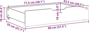 vidaXL vidaXL Szuflady pod łóżko, 2 szt., białe, 80x55x16 cm, drewno sosnowe 8