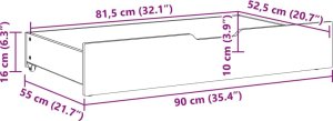 vidaXL vidaXL Szuflady pod łóżko, z kółkami, 2 szt, białe, 90x55x16 cm, sosna 8