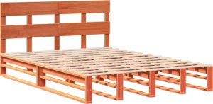 vidaXL vidaXL Rama łóżka bez materaca, woskowy brąz, 120x190 cm, sosnowa 3