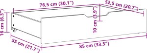 vidaXL vidaXL Szuflady pod łóżko, z kółkami, 2 szt., 85x55x16 cm, sosna 8