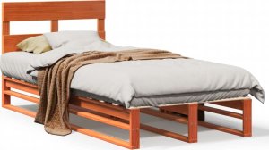 vidaXL vidaXL Rama łóżka bez materaca, woskowy brąz, 100x200 cm, lita sosna 2