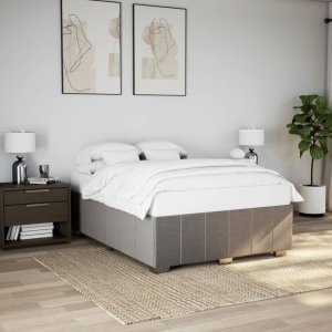 vidaXL vidaXL Rama łóżka bez materaca, taupe, 140x200 cm, obita tkaniną 1