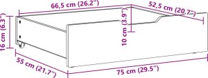 vidaXL vidaXL Szuflady pod łóżko, z kółkami, 2 szt., 75x55x16 cm, sosna 8