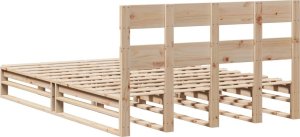 vidaXL Rama łóżka bez materaca, 140x200 cm, lite drewno sosnowe 8