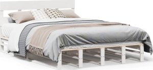 vidaXL vidaXL Rama łóżka bez materaca, biała, 135x190 cm, lite drewno sosnowe 2