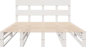 vidaXL vidaXL Rama łóżka bez materaca, biała, 135x190 cm, lite drewno sosnowe 6