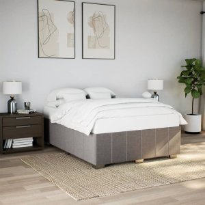 vidaXL vidaXL Rama łóżka bez materaca, taupe, 140x190 cm, obita tkaniną 1