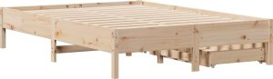 vidaXL Rama łóżka bez materaca, 140x200 cm, lite drewno sosnowe 8