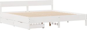 vidaXL vidaXL Rama łóżka bez materaca, biała, 160x200 cm, lite drewno sosnowe 3