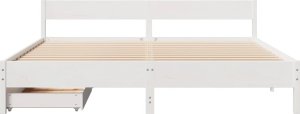 vidaXL vidaXL Rama łóżka bez materaca, biała, 160x200 cm, lite drewno sosnowe 4