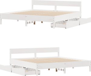 vidaXL vidaXL Rama łóżka bez materaca, biała, 160x200 cm, lite drewno sosnowe 9