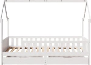 vidaXL Rama łóżka dziecięcego z szufladami, 80x200 cm, sosnowa 4