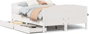 vidaXL vidaXL Rama łóżka bez materaca, biała, 150x200 cm, lite drewno sosnowe 2