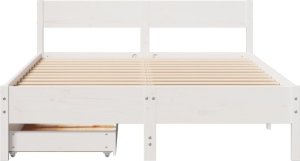 vidaXL vidaXL Rama łóżka bez materaca, biała, 140x200 cm, lite drewno sosnowe 4