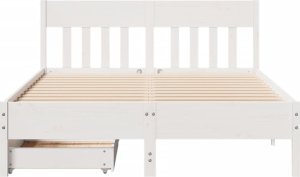 vidaXL Rama łóżka bez materaca, biała, 135x190 cm, lite drewno sosnowe 4