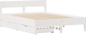 vidaXL vidaXL Rama łóżka bez materaca, biała, 135x190 cm, lite drewno sosnowe 3