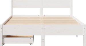 vidaXL vidaXL Rama łóżka bez materaca, biała, 135x190 cm, lite drewno sosnowe 4