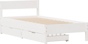 vidaXL vidaXL Rama łóżka bez materaca, biała, 90x190 cm, lite drewno sosnowe 3