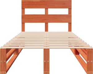 vidaXL vidaXL Rama łóżka bez materaca, woskowy brąz, 75x190 cm, sosnowa 4