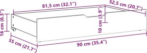 vidaXL vidaXL Szuflady pod łóżko, 2 szt, woskowy brąz, 90x55x16 cm, sosna 8