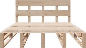 vidaXL Rama łóżka bez materaca, 135x190 cm, lite drewno sosnowe 6