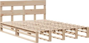 vidaXL Rama łóżka bez materaca, 150x200 cm, lite drewno sosnowe 3