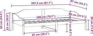 vidaXL Łóżko bez materaca, białe, 80x200 cm, lite drewno sosnowe 10