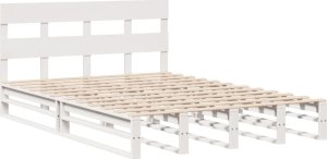 vidaXL vidaXL Rama łóżka bez materaca, biała, 140x200 cm, lite drewno sosnowe 3