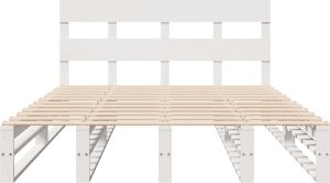 vidaXL Rama łóżka bez materaca, biała, 120x190 cm, lite drewno sosnowe 6