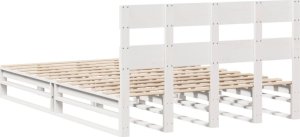 vidaXL Rama łóżka bez materaca, biała, 120x190 cm, lite drewno sosnowe 8