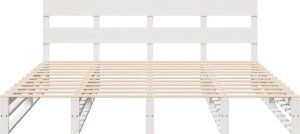 vidaXL vidaXL Rama łóżka bez materaca, biała, 180x200 cm, lite drewno sosnowe 6