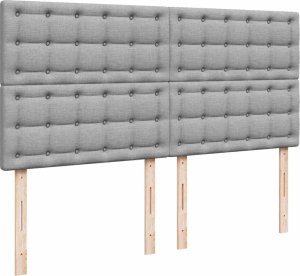 vidaXL vidaXL Łóżko kontynentalne z materacem, jasnoszare, tkanina 200x200 cm 9