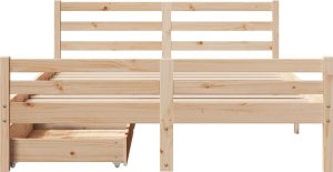vidaXL vidaXL Rama łóżka bez materaca, 140x190 cm, lite drewno sosnowe 4