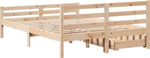 vidaXL vidaXL Rama łóżka bez materaca, 140x190 cm, lite drewno sosnowe 6