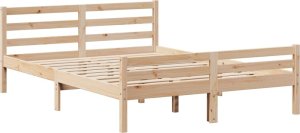 vidaXL vidaXL Rama łóżka bez materaca, 140x190 cm, lite drewno sosnowe 7