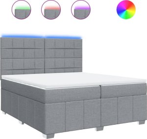 vidaXL vidaXL Łóżko kontynentalne z materacem, jasnoszare, tkanina 200x200 cm 2