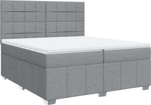 vidaXL vidaXL Łóżko kontynentalne z materacem, jasnoszare, tkanina 200x200 cm 3