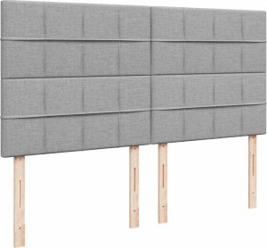 vidaXL vidaXL Łóżko kontynentalne z materacem, jasnoszare, tkanina 200x200 cm 9