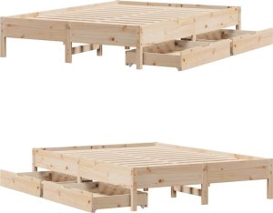 vidaXL Rama łóżka bez materaca, 150x200 cm, lite drewno sosnowe 9