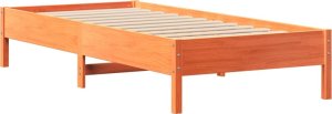vidaXL vidaXL Rama łóżka bez materaca, woskowy brąz, 100x200 cm, lita sosna 5