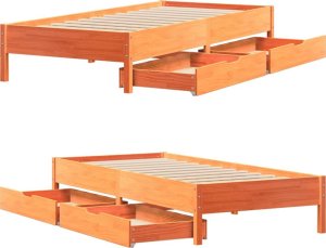 vidaXL vidaXL Rama łóżka bez materaca, woskowy brąz, 100x200 cm, lita sosna 9