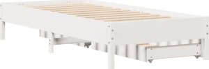 vidaXL vidaXL Rama łóżka bez materaca, biała, 90x190 cm, lite drewno sosnowe 8