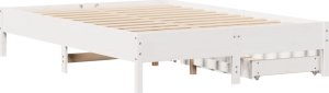 vidaXL vidaXL Rama łóżka bez materaca, biała, 135x190 cm, lite drewno sosnowe 8