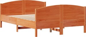 vidaXL vidaXL Rama łóżka bez materaca, woskowy brąz, 120x200 cm, lita sosna 8