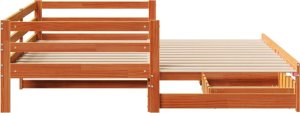vidaXL vidaXL Łóżko dzienne rozsuwane, z szufladami, woskowy brąz, 80x200 cm 7