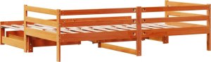 vidaXL vidaXL Łóżko dzienne rozsuwane, z szufladami, woskowy brąz, 80x200 cm 8